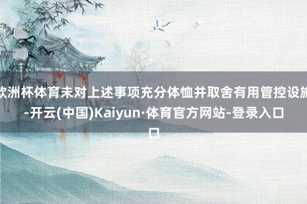 欧洲杯体育未对上述事项充分体恤并取舍有用管控设施-开云(中国)Kaiyun·体育官方网站-登录入口